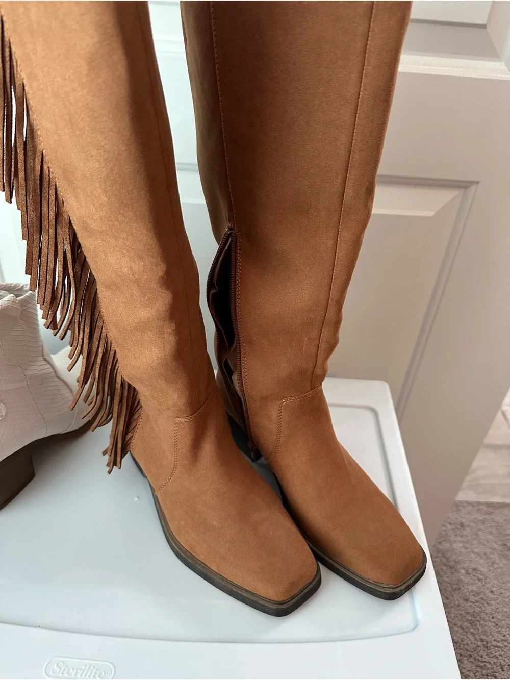 Wonderly Fringe Over-the-Knee Boots - Brown